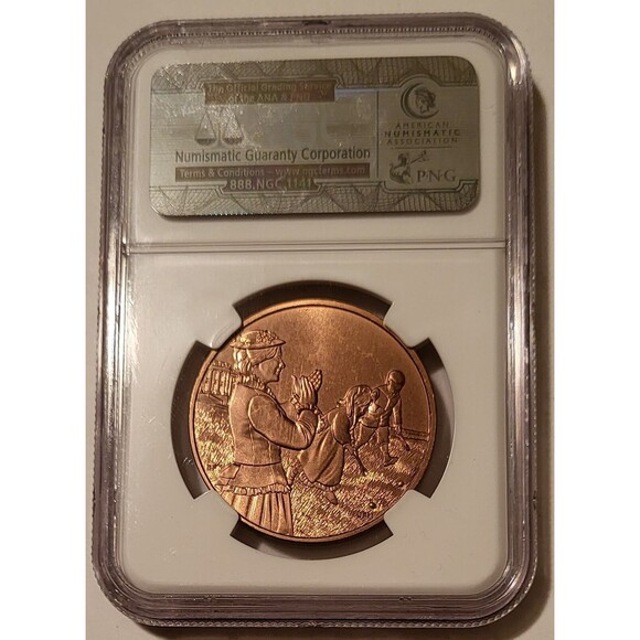 2011 Lucy Hayes U.S. Mint First Spouse Bronze Medal BU NGC Toning - Picture 2 of 2